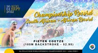 Golden finish for Coetzé at World Junior Swimming Championships
